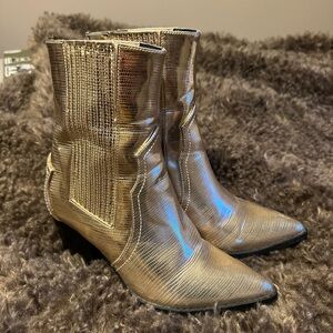 Lulu's Gold Ankle Boots for Women